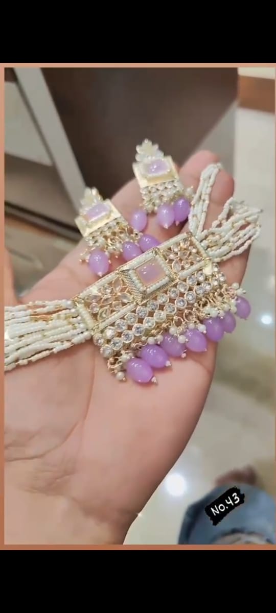 Kundan Work Necklace Set Choker Catalog
